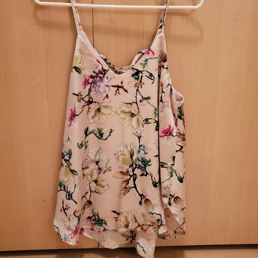 Strappy silk floral top